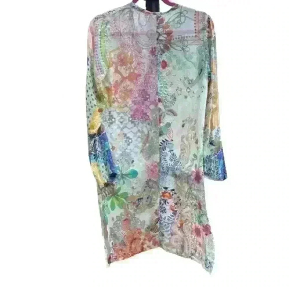 Johnny Was Garden Printed Floral Sheer Watercolor Long Cardigan XS - Picture 2 of 7